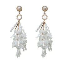 Flower Pearl Long Earrings