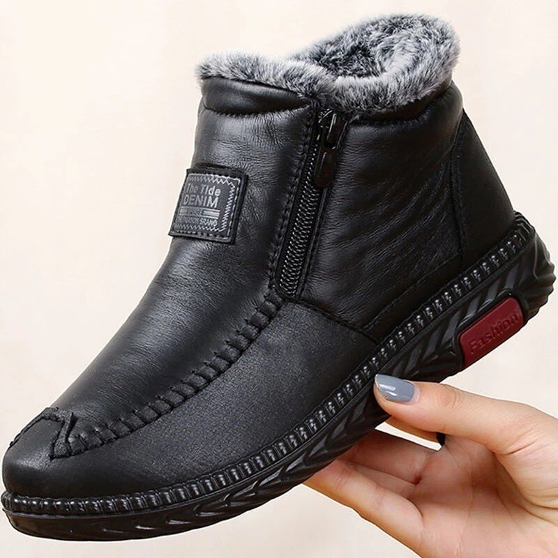 Non-slip winter leather boots