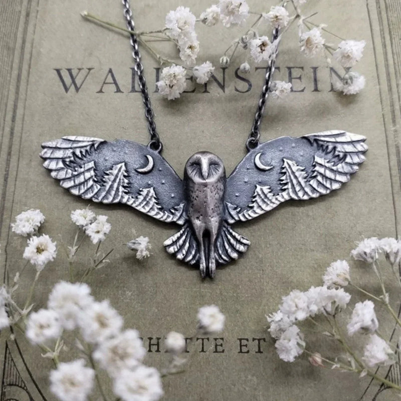 Vintage Owl Moon Necklace